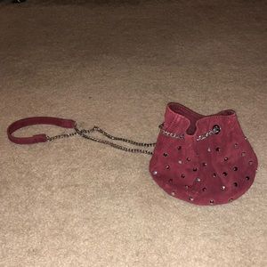 Burgundy studded small bucket bag ❣️